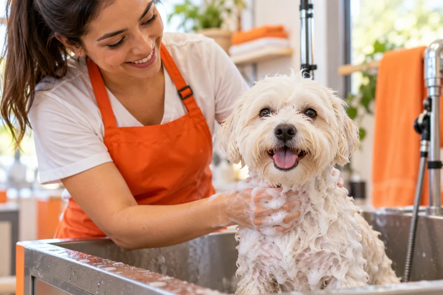 Banho e tosa de um cão — imagem ilustrativa